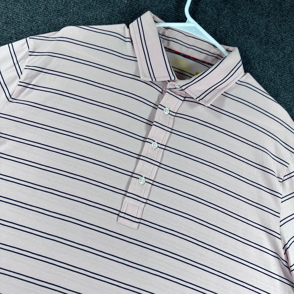 Polo Ralph Lauren Polo Shirt Mens XL Extra Large Pink Striped Performance Casual